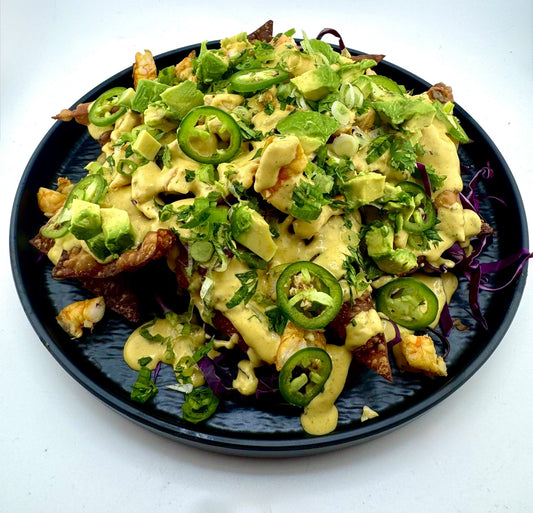 Shrimp and Wonton Poke Nachos