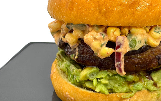 Glazed Portobello Burger with Elote Slaw